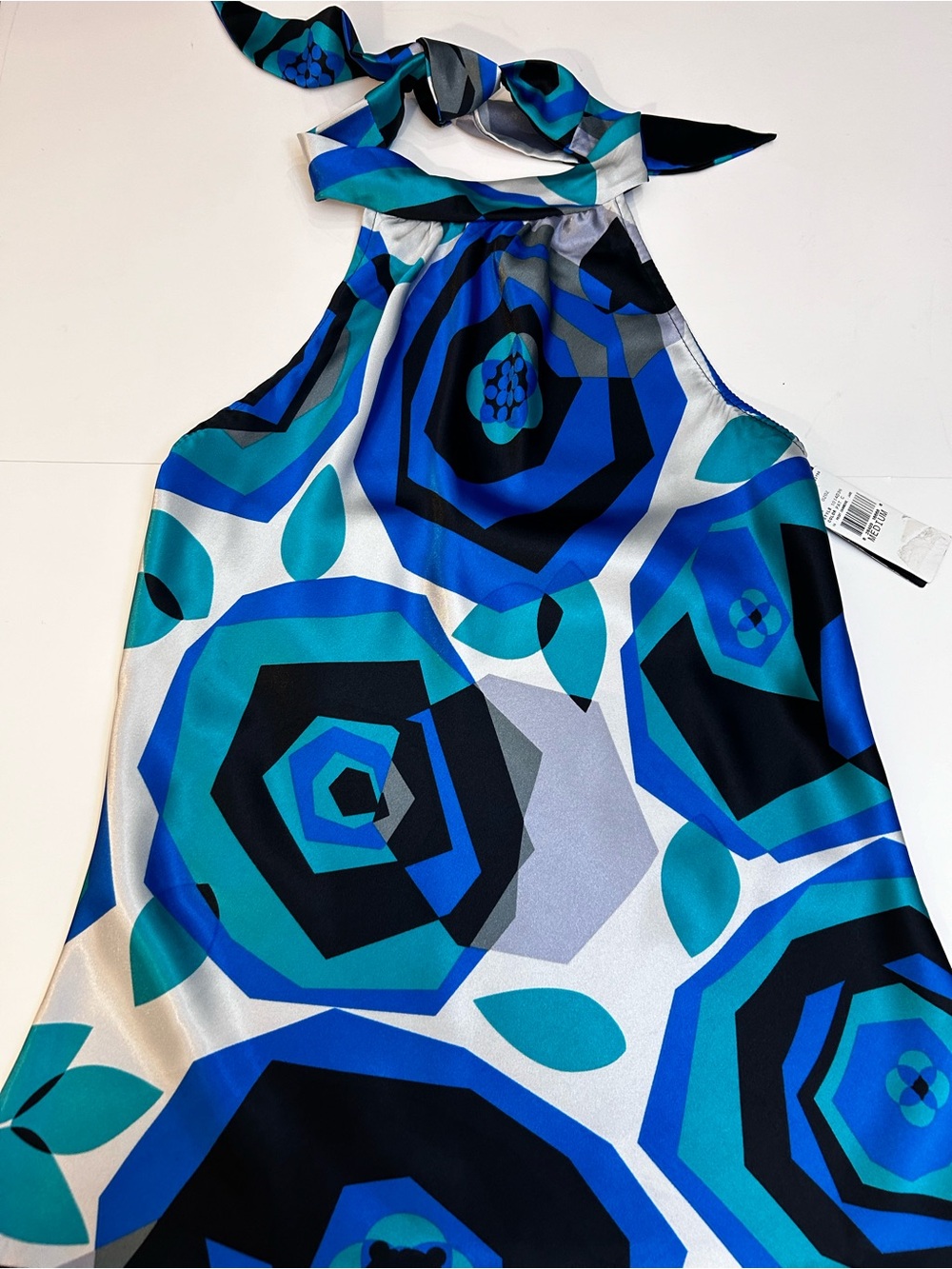 Anthropologie Blue & Teal Geometric Halter Top
